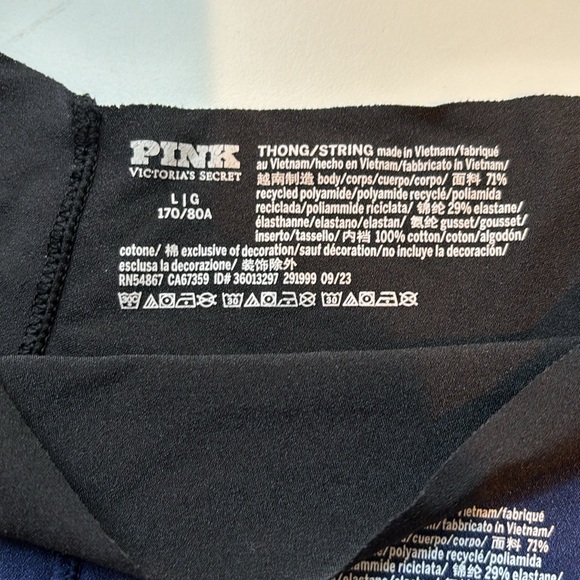PINK Victoria's Secret *Bundle/3* L Black & Navy String Thong Underwear Lace - Picture 6 of 9